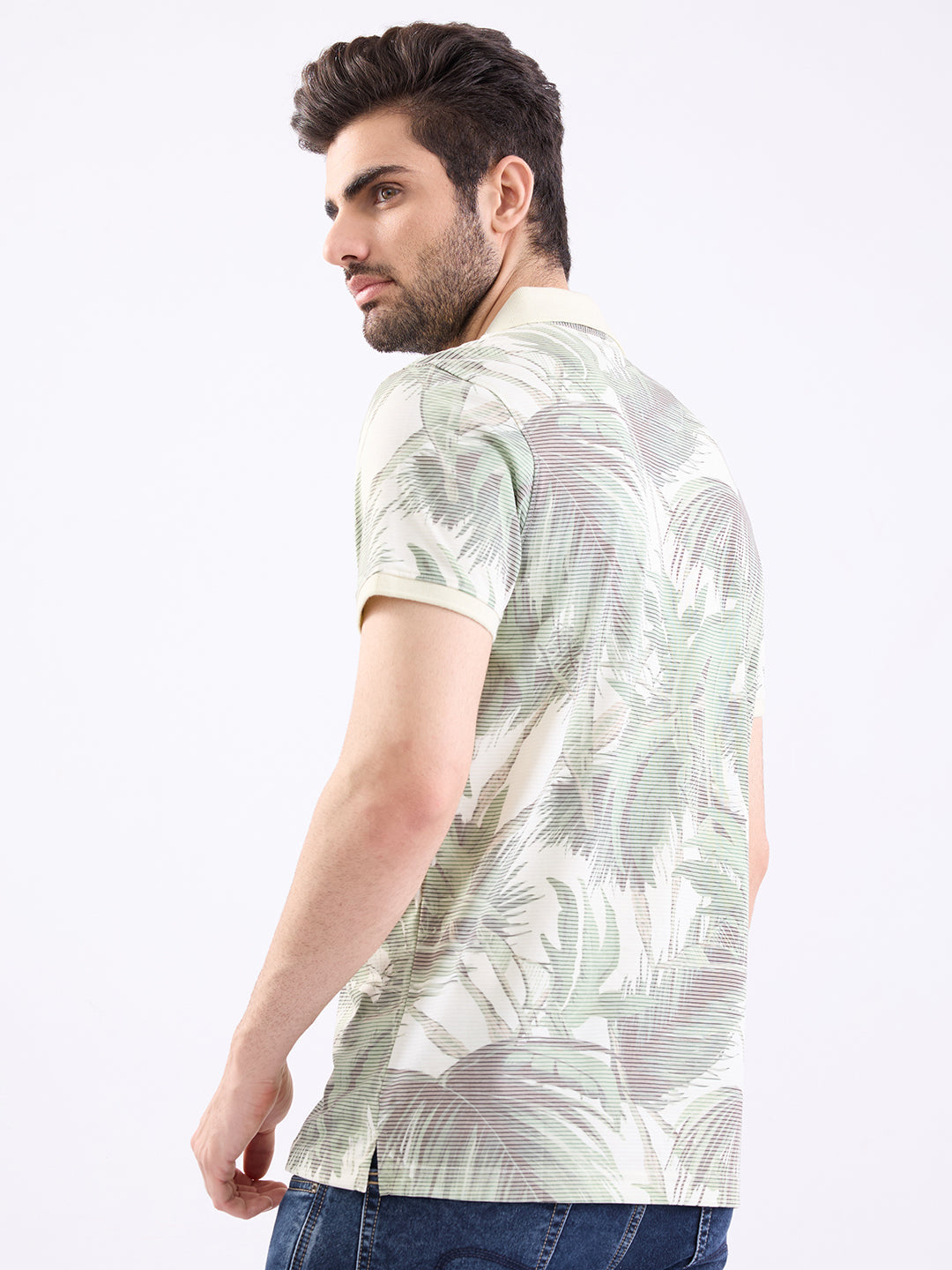 Spykar Sage Green Slim Fit Casual T-Shirt For Men