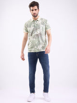 Men T-Shirt Green Slim Fit