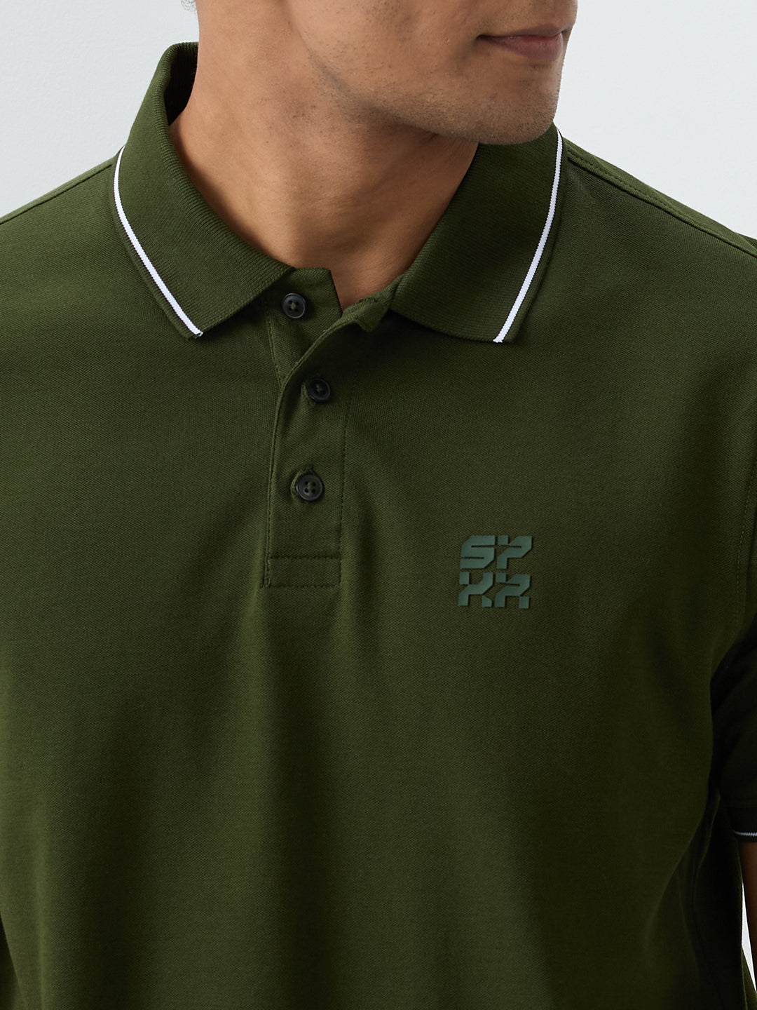 Spykar Military Green Slim Fit T-Shirts For Men