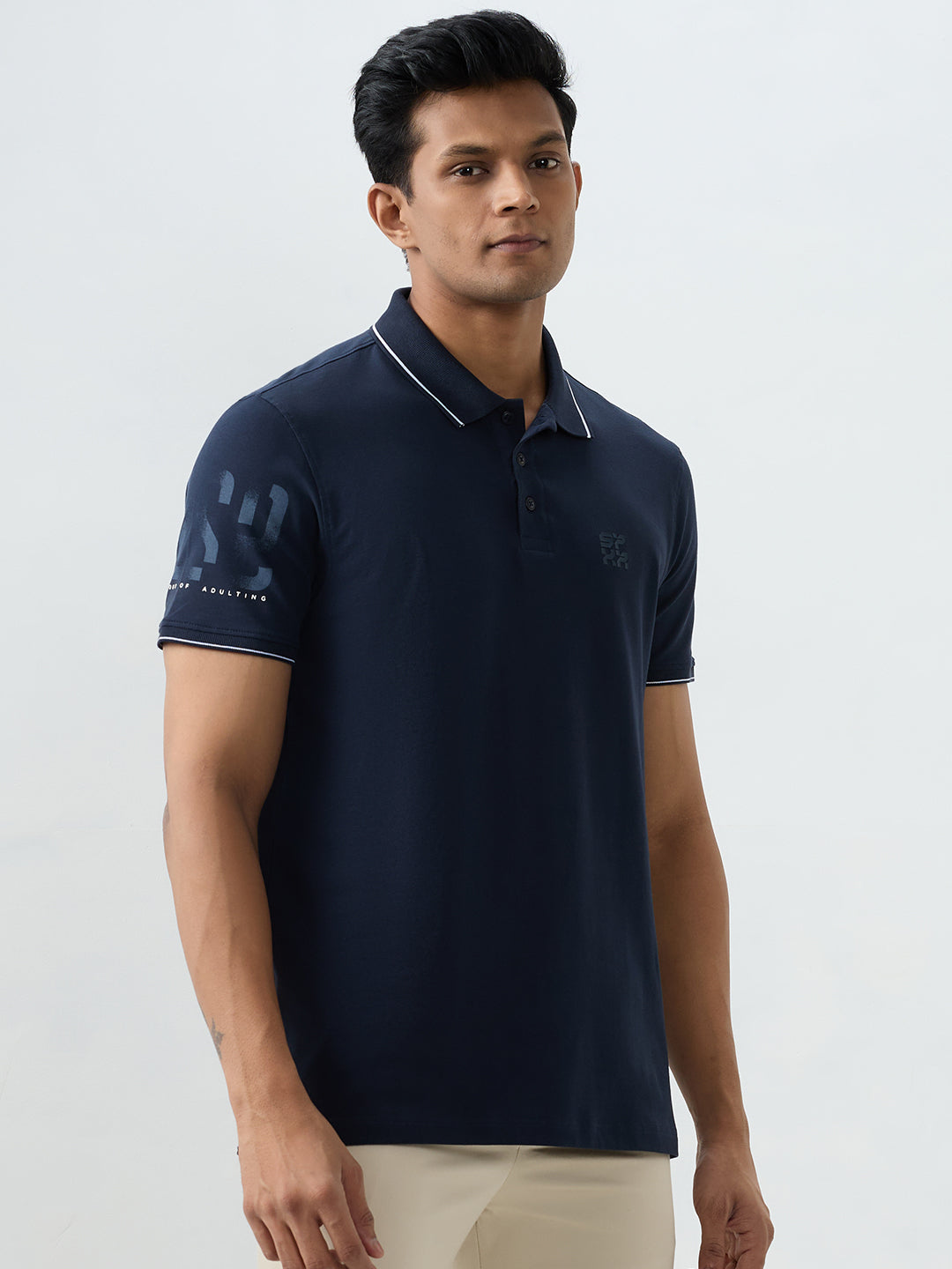 Men T-Shirt Blue Slim Fit