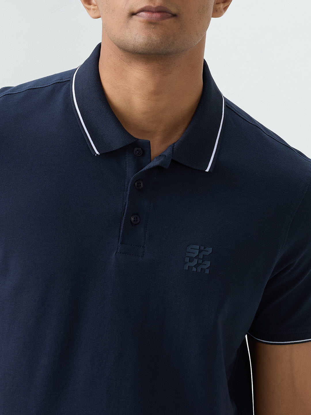 Spykar Navy Blue Slim Fit T-Shirts For Men