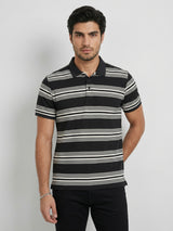 Men T-Shirt Stripe Black Regular Fit
