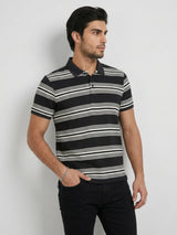 Men T-Shirt Stripe Black Regular Fit