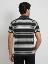 Men T-Shirt Stripe Black Regular Fit