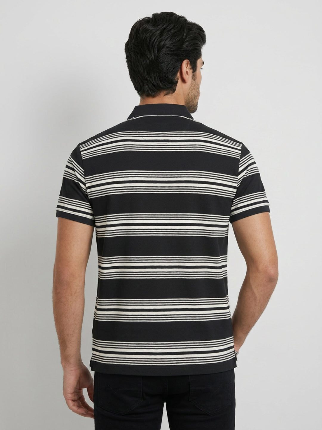 Men T-Shirt Stripe Black Regular Fit