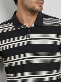Men T-Shirt Stripe Black Regular Fit