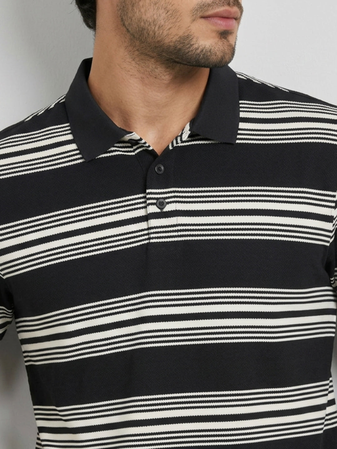 Men T-Shirt Stripe Black Regular Fit