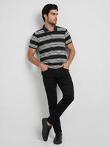 Men T-Shirt Stripe Black Regular Fit