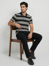 Men T-Shirt Stripe Black Regular Fit