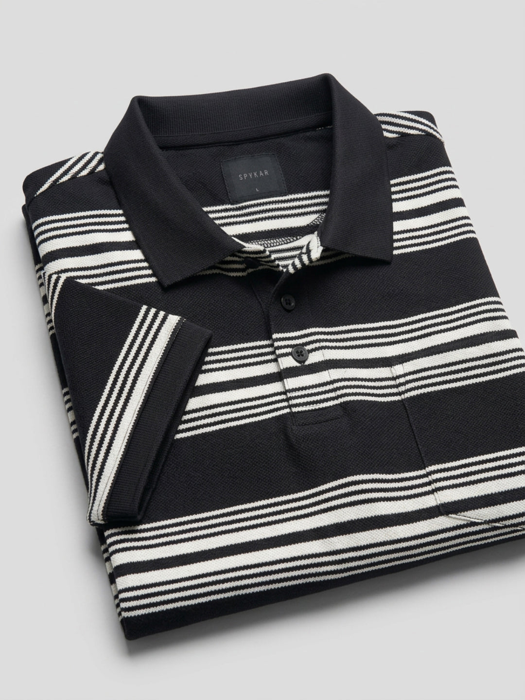 Men T-Shirt Stripe Black Regular Fit