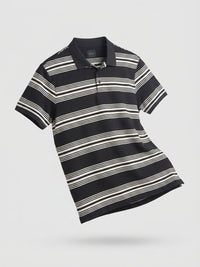 Men T-Shirt Stripe Black Regular Fit