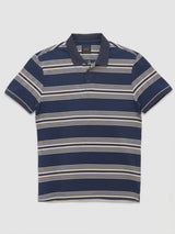 Men T-Shirt Stripe Navy Blue Regular Fit