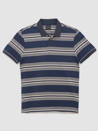 Men T-Shirt Stripe Navy Blue Regular Fit