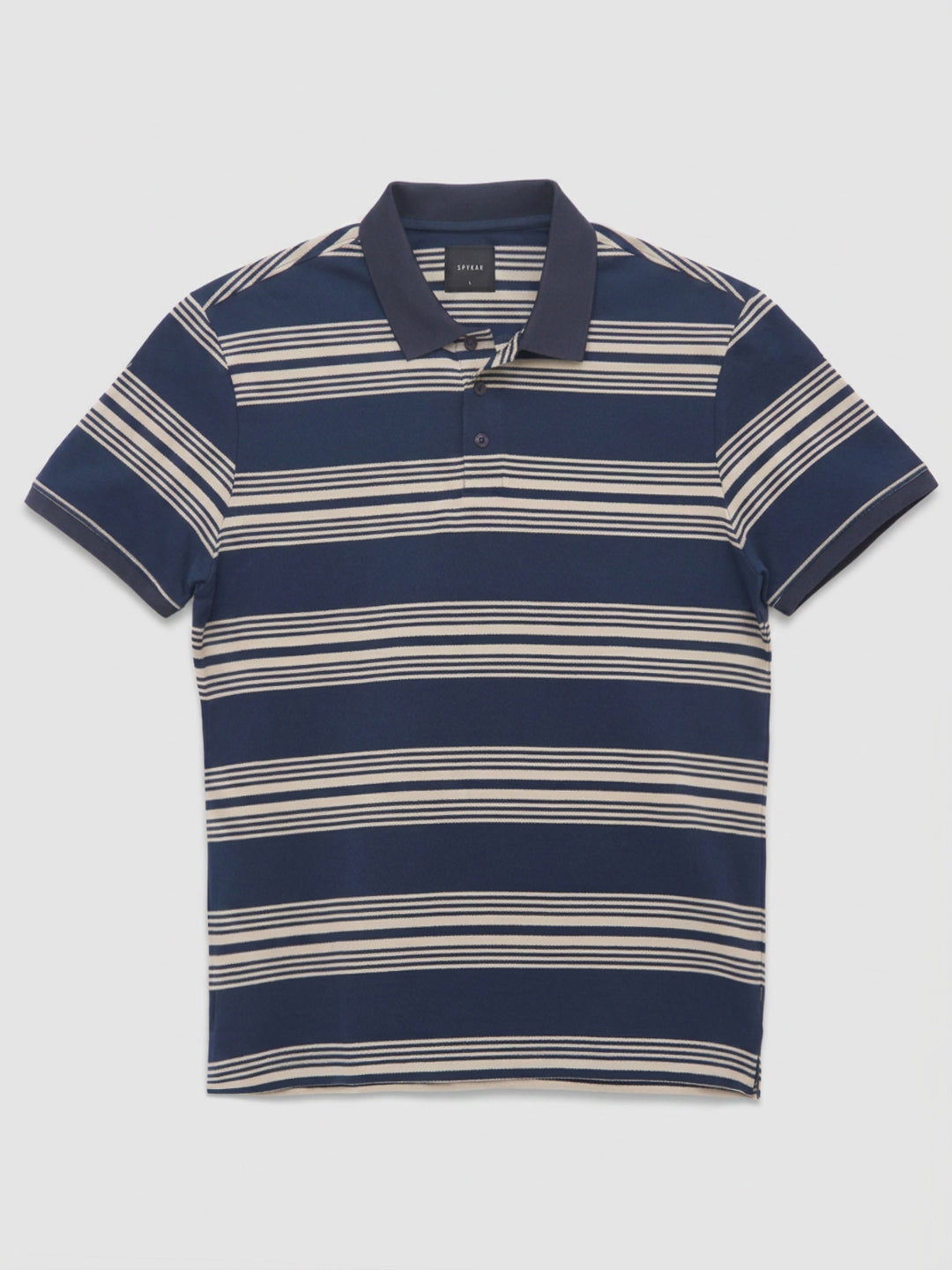 Men T-Shirt Stripe Navy Blue Regular Fit