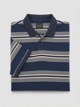 Men T-Shirt Stripe Navy Blue Regular Fit
