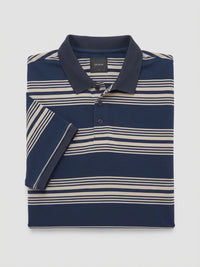 Men T-Shirt Stripe Navy Blue Regular Fit