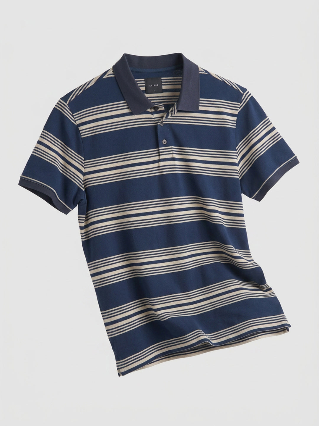 Men T-Shirt Stripe Navy Blue Regular Fit