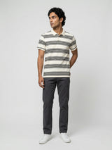 Men T-Shirt Stripe Off-White Regular Fit
