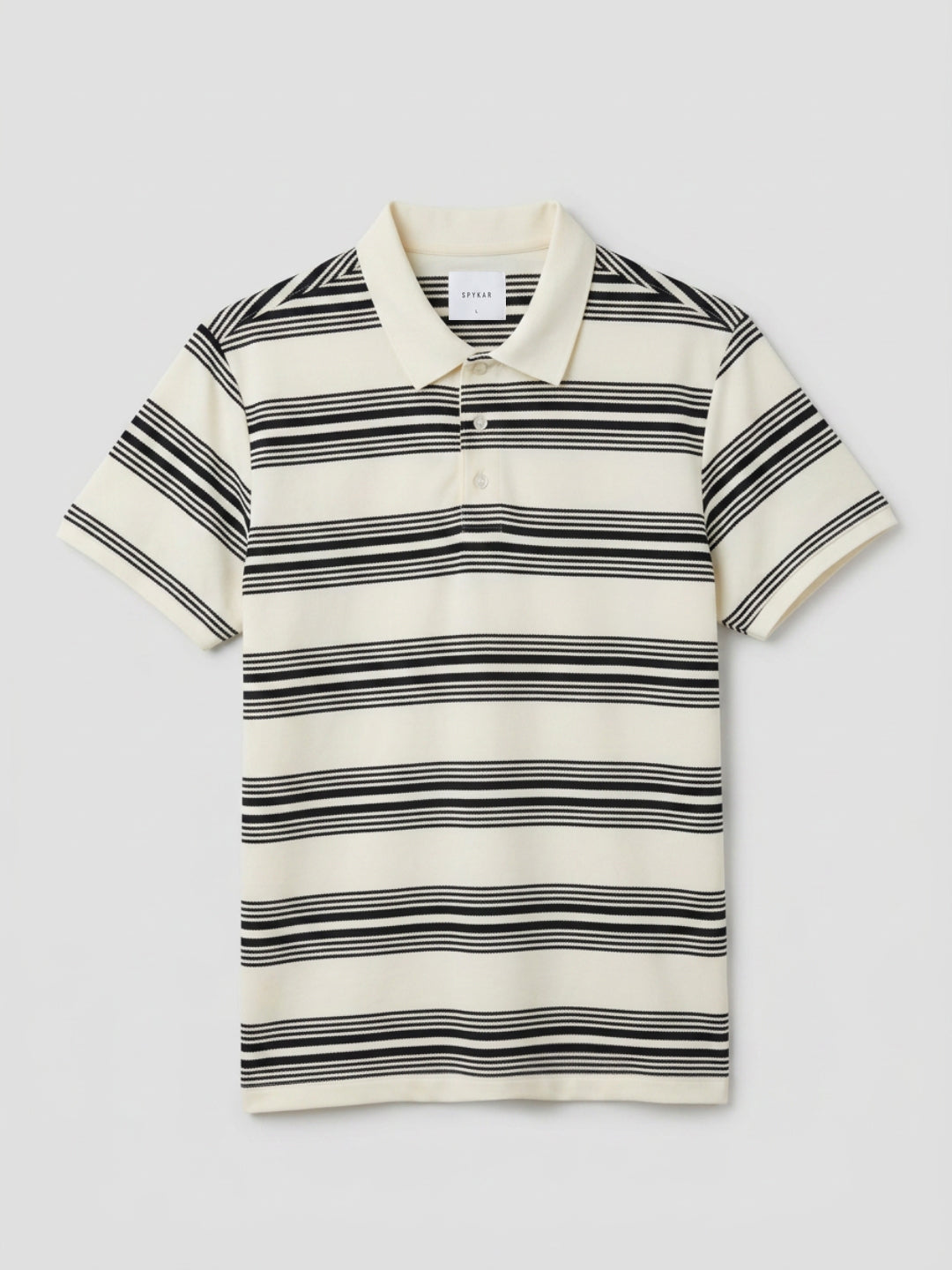 Men T-Shirt Stripe Off-White Regular Fit