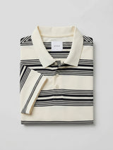 Men T-Shirt Stripe Off-White Regular Fit