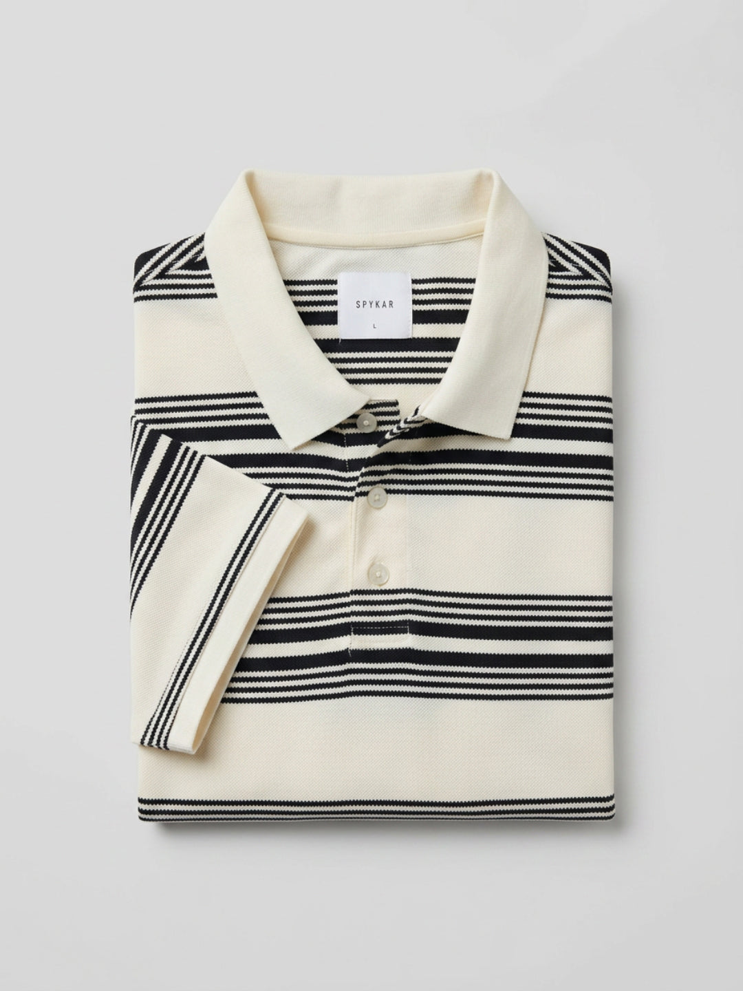 Men T-Shirt Stripe Off-White Regular Fit