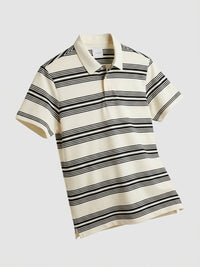 Men T-Shirt Stripe Off-White Regular Fit