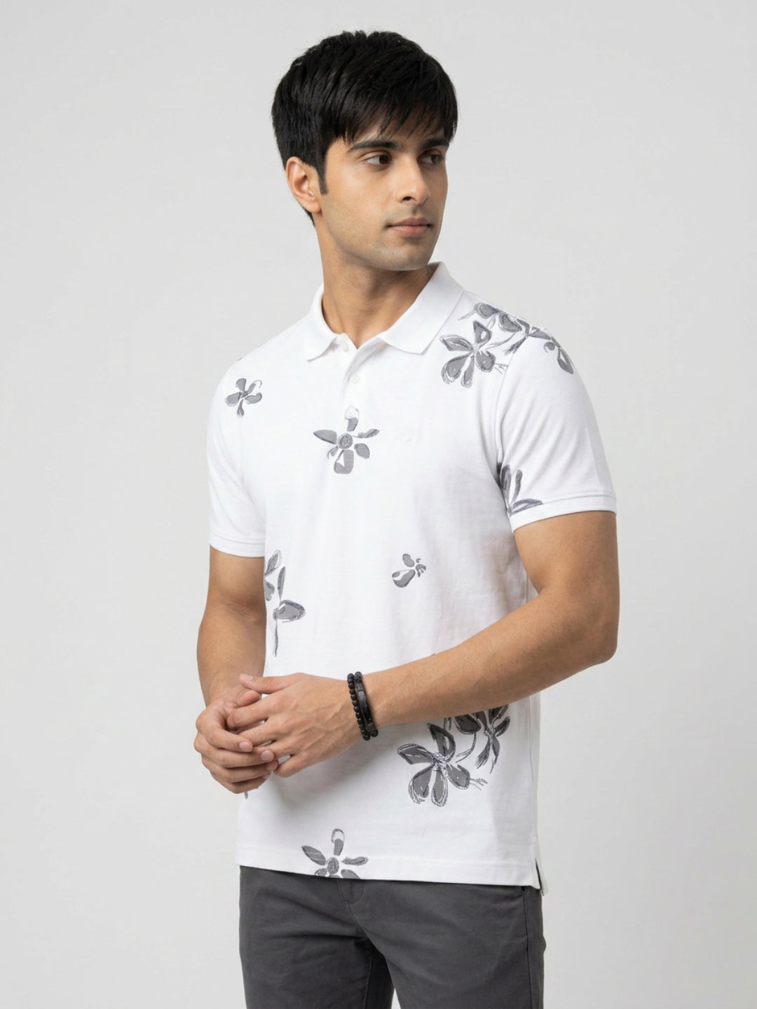 Men T-Shirt PRINT White Regular Fit