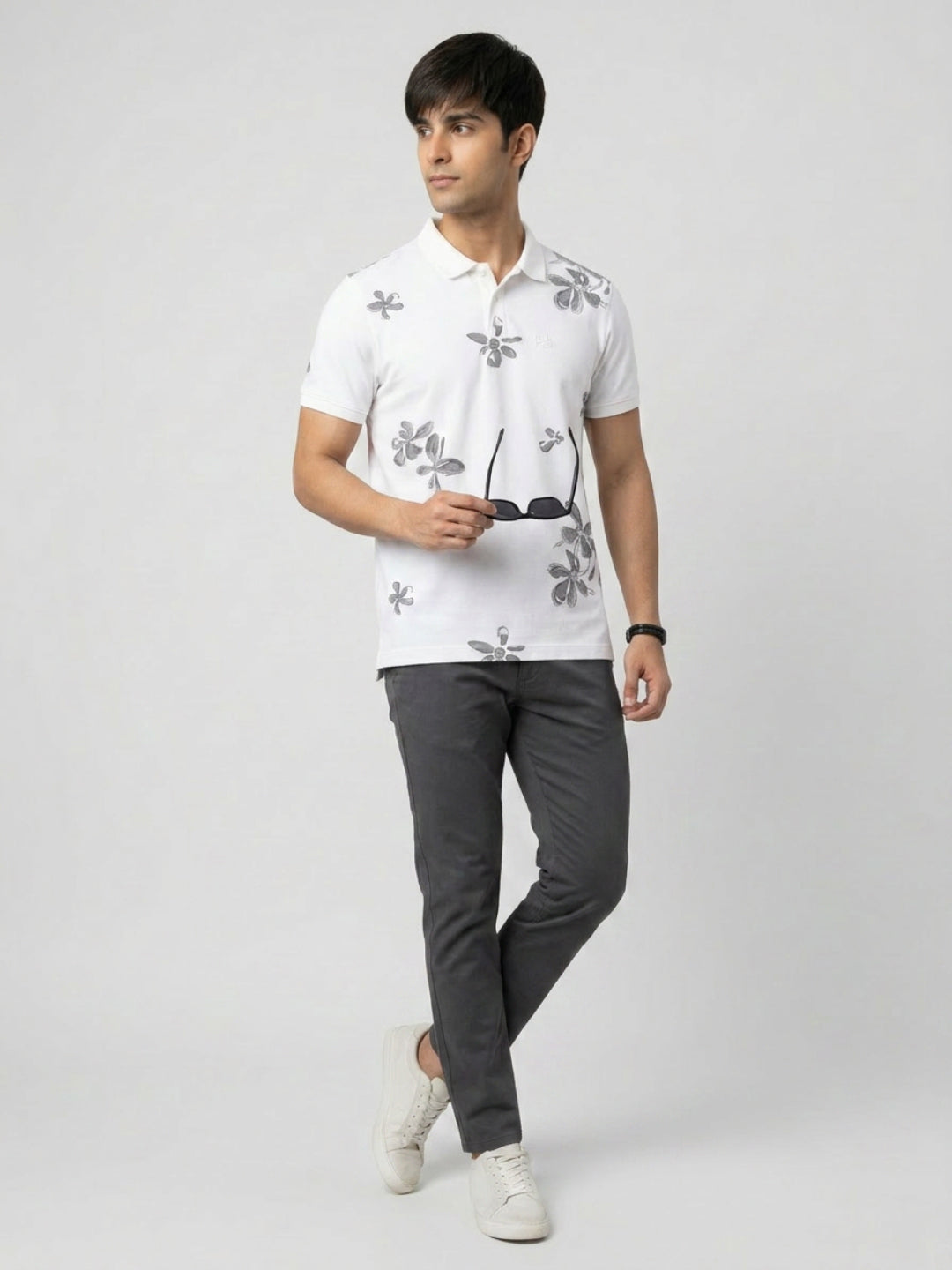 Men T-Shirt PRINT White Regular Fit