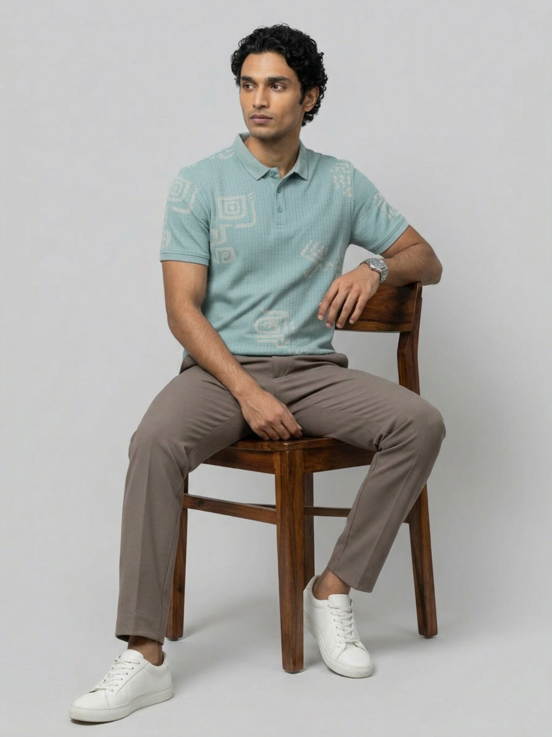 Men T-Shirt PRINT Green Regular Fit
