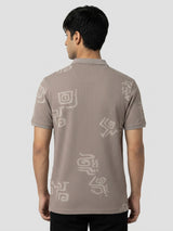 Men T-Shirt PRINT Brown Regular Fit