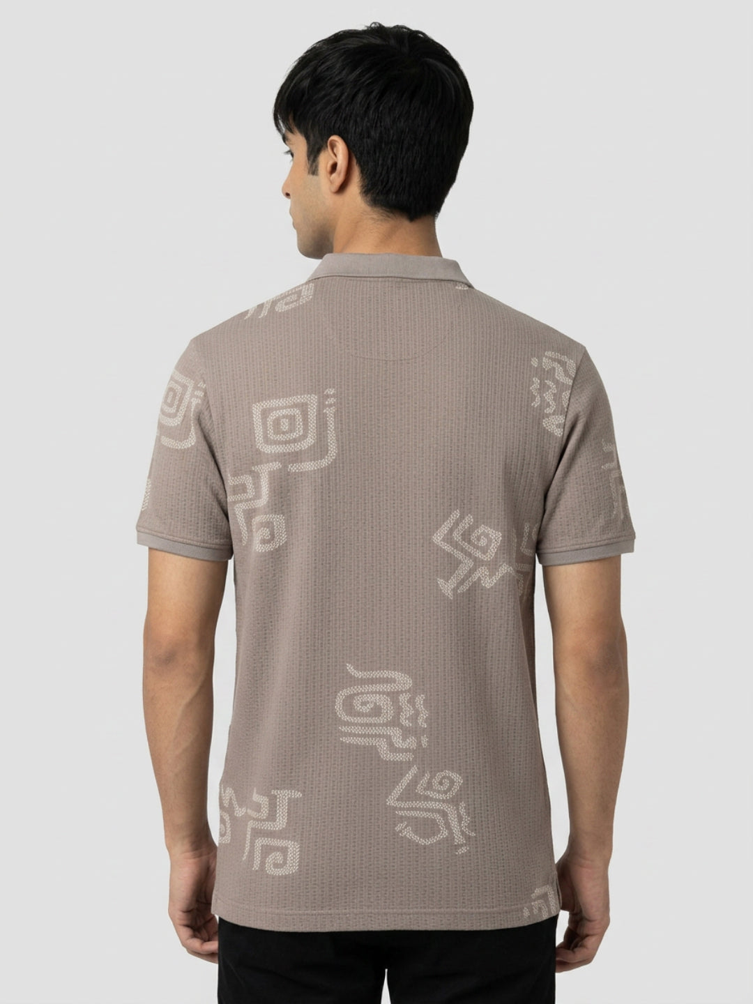Men T-Shirt PRINT Brown Regular Fit