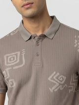 Men T-Shirt PRINT Brown Regular Fit