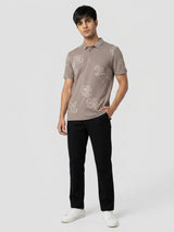 Men T-Shirt PRINT Brown Regular Fit