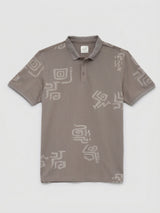 Men T-Shirt PRINT Brown Regular Fit