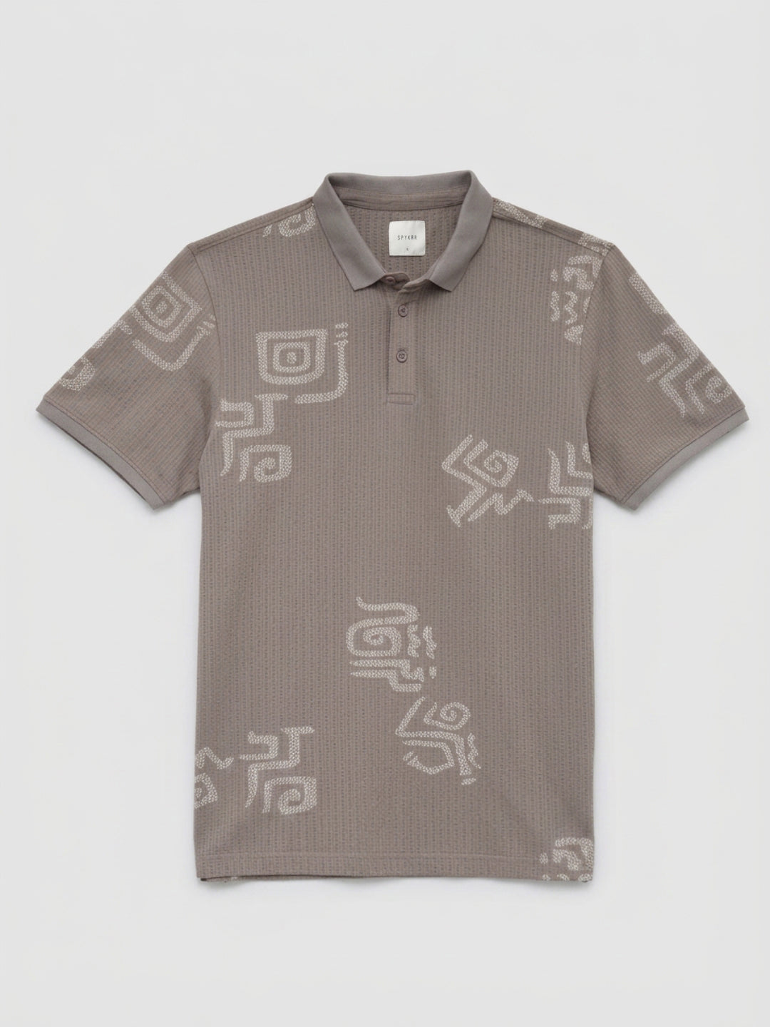 Men T-Shirt PRINT Brown Regular Fit