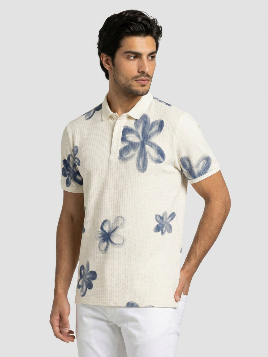 Men T-Shirt PRINT Off-White Regular Fit