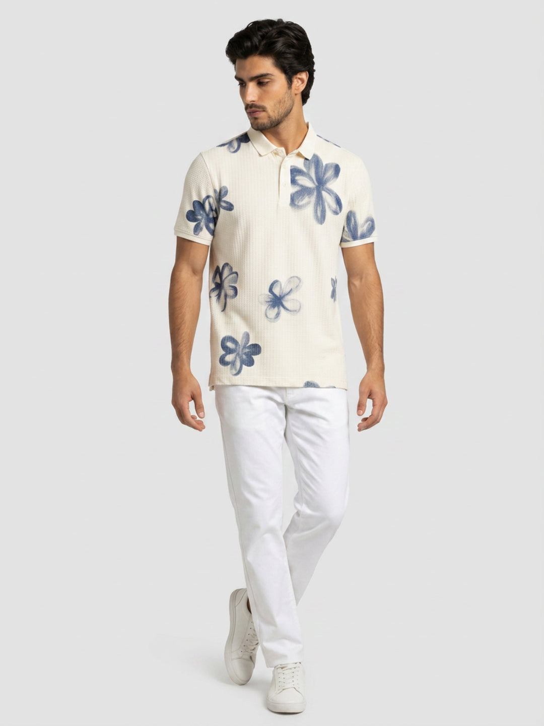 Men T-Shirt PRINT Off-White Regular Fit