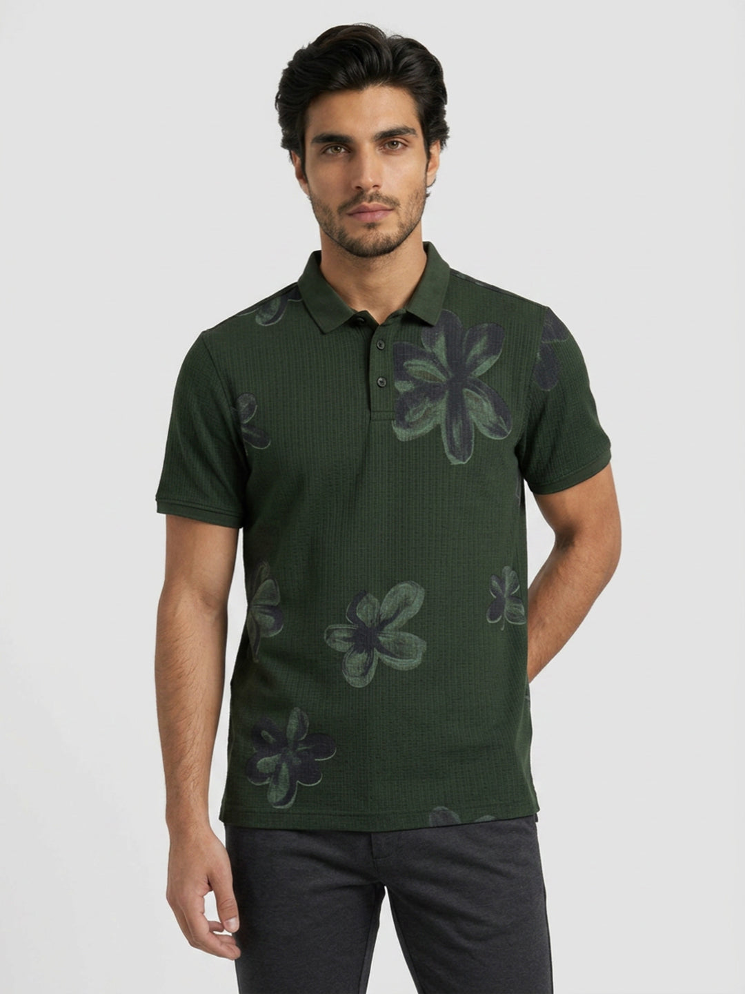 Men T-Shirt PRINT Green Regular Fit