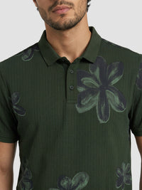 Men T-Shirt PRINT Green Regular Fit