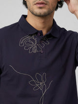 Men T-Shirt PRINT Navy Blue Regular Fit
