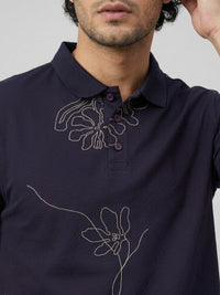 Men T-Shirt PRINT Navy Blue Regular Fit