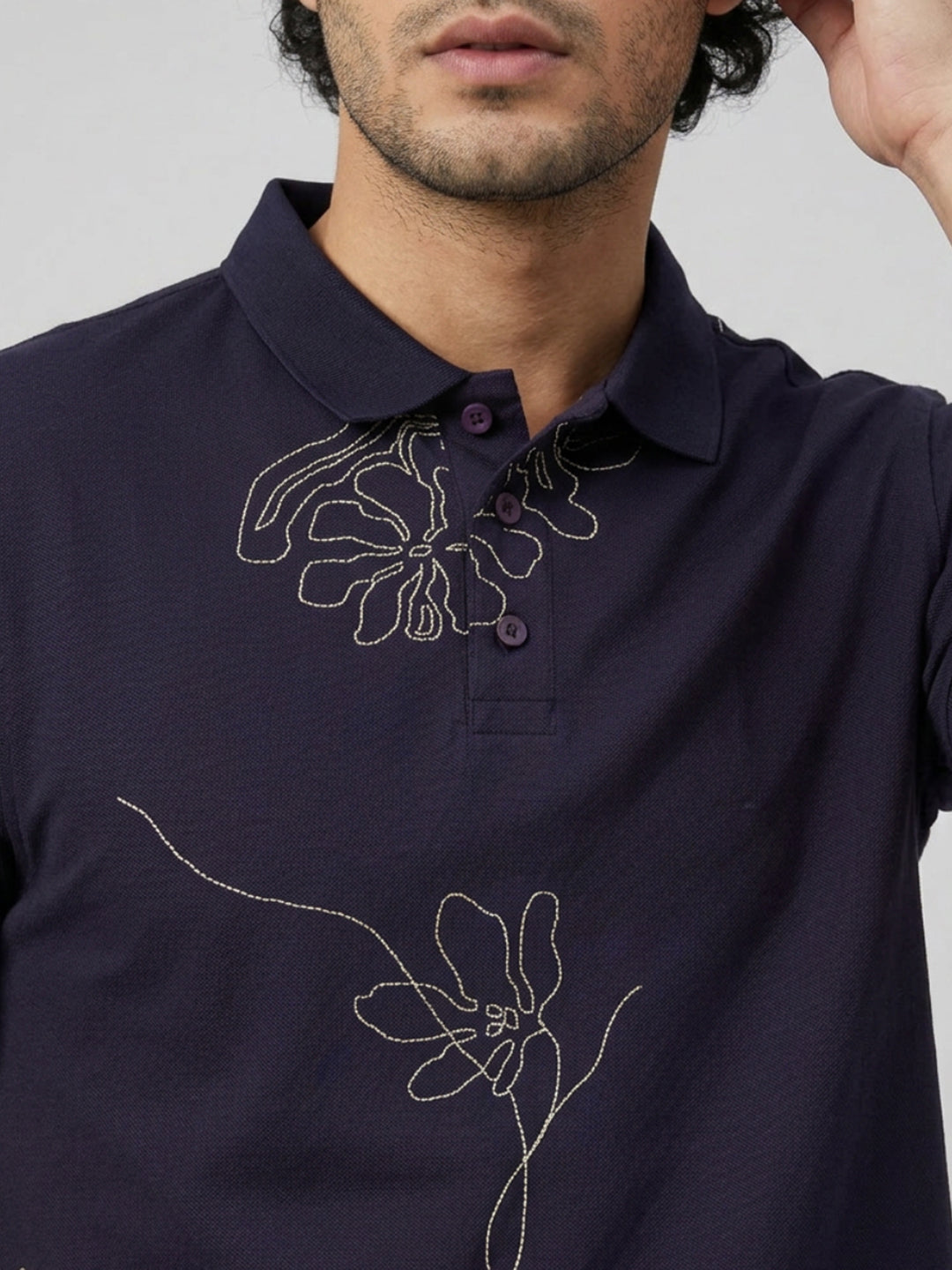 Men T-Shirt PRINT Navy Blue Regular Fit