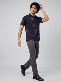 Men T-Shirt PRINT Navy Blue Regular Fit