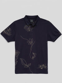 Men T-Shirt PRINT Navy Blue Regular Fit