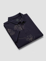 Men T-Shirt PRINT Navy Blue Regular Fit