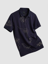Men T-Shirt PRINT Navy Blue Regular Fit