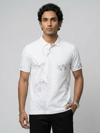 Men T-Shirt PRINT White Regular Fit