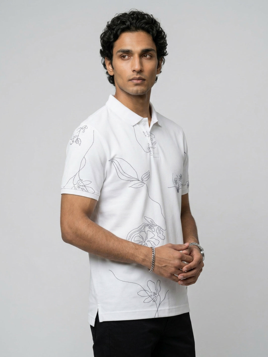 Men T-Shirt PRINT White Regular Fit