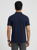 Men T-Shirt Solid Navy Blue Regular Fit