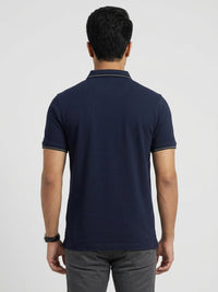 Men T-Shirt Solid Navy Blue Regular Fit